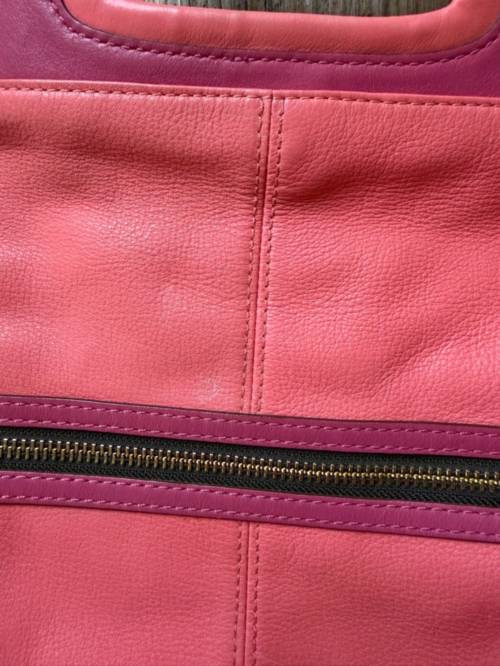 VTG Coach Bonnie Cashin 13388 Pink Red Colorblock Fold Over Crossbody Bag Y2K - Picture 7 of 16